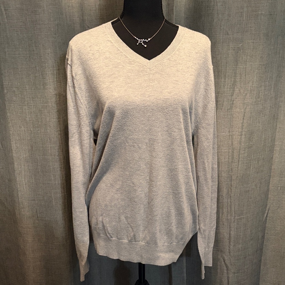 Banana Republic Luxe Gray V-Neck Sweater